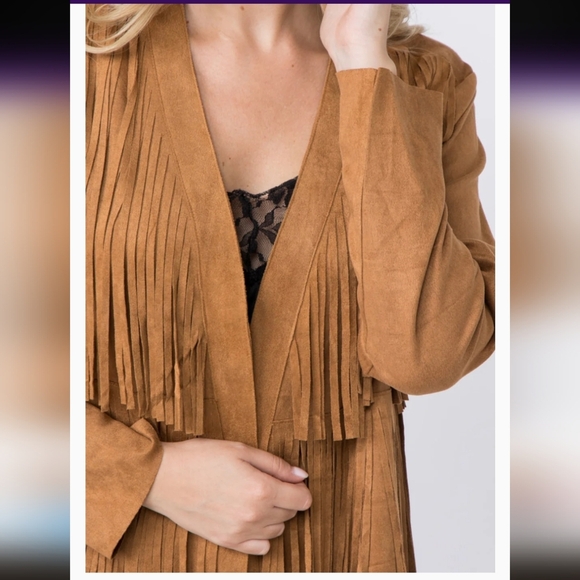 NWOT Vocal Fringed Tan Jacket_Large - Picture 4 of 10
